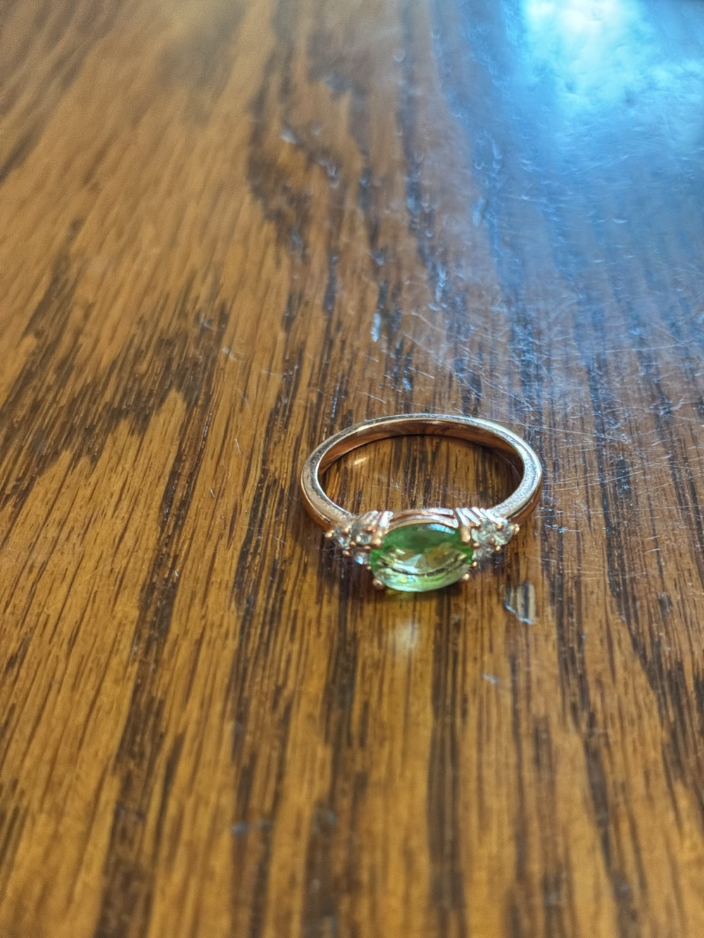 Green Gemstone Silver Ring - Elegant Women's Jewelry